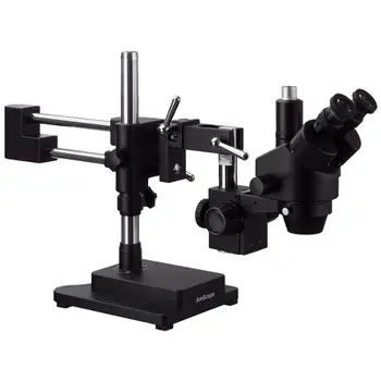 AmScope 3.5 X-90X Negru Simul-Focal Stereo Trinocular cu Zoom Microscop cu Dublu Braț Boom Stand