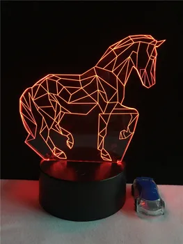 Creative Animal Geometrice Cal 3D Lampa USB cu LED-uri starea de Spirit Lumina de Noapte Multicolor Touch de la Distanță Birou Lampă de Masă Copil Jucărie Noptiera