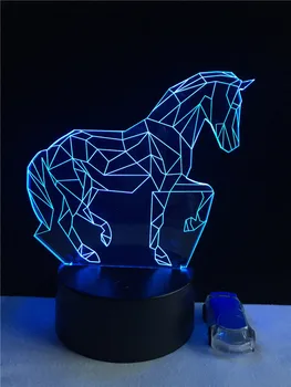 Creative Animal Geometrice Cal 3D Lampa USB cu LED-uri starea de Spirit Lumina de Noapte Multicolor Touch de la Distanță Birou Lampă de Masă Copil Jucărie Noptiera