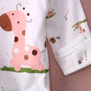 5Pcs de Desene animate de Animale Nou-născuți Băieți Copii Haine de Moda Tinuta Maneca Lunga Print Singur Buton Alb de Bumbac tinuta seturi