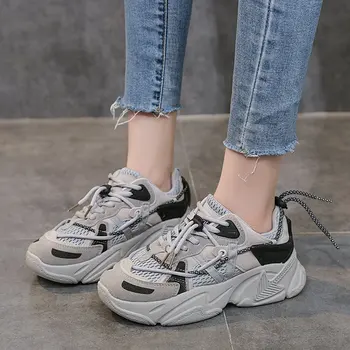 2020 Femei Indesata Adidași Vulcaniza Pantofi De Moda Coreeană Nou De Sex Feminin Alb Negru Platforma Talpa Groasă Rularea Pantofi Casual Femei