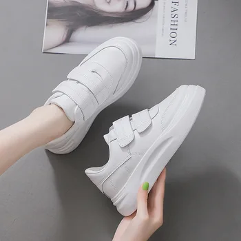 2019 vară roșu net pantofi pentru femei ins tendință de sport și pantofi de agrement versiunea coreeană de magie sălbatică autocolante pantofi albi
