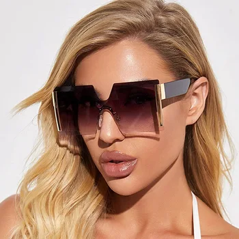 Brand de lux fără ramă de ochelari de Soare Femei Designer de Epocă Retro Pătrat Ochelari de Soare Pentru Femei 2021 tendință Supradimensionate nuante pentru femei