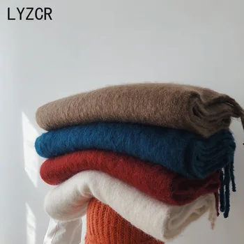 LYZCR Esarfa Femei Groase de Iarna Cald Ciucuri Mohair Împachetări Eșarfe Eșarfă Lungă Masca pentru Fata Bomboane de Culoare Eșarfe pentru Femei