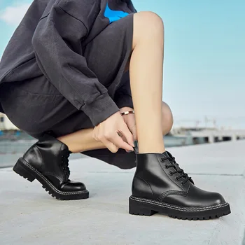 NAKKESHMEN-Toamna anului 2020 femei Chelsea cizme din piele, cizme scurte pentru femei de agrement motocicleta pantofi blană de iarna iubitorii de pantofi cizme