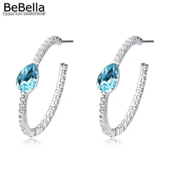 BeBella 5 culori pere cristal stabilirea 3.4 cm hoop cercei cu Cristale Swarovski de la bijuterii de moda pentru femei, fete cadou