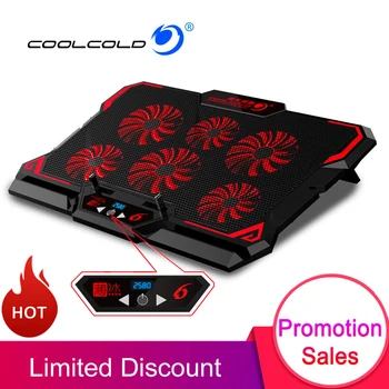 COOLCOLD 17 inch Laptop de Gaming Cooler Șase Fan Ecran cu Led-uri de Două Porturi USB 2600RPM Laptop Cooling Pad Notebook-Suport pentru Laptop