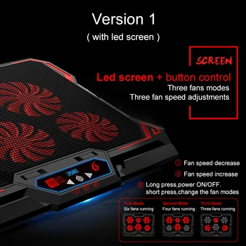 COOLCOLD 17 inch Laptop de Gaming Cooler Șase Fan Ecran cu Led-uri de Două Porturi USB 2600RPM Laptop Cooling Pad Notebook-Suport pentru Laptop