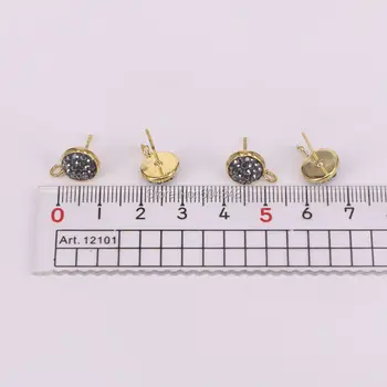 10Pair Drăguț Dimensiunea de 8mm Margele Stras Rotund de Metal în Formă de Cercei Stud de Aur Ton Știfturi de Bijuterii 12900