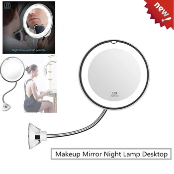 2in1 Lampa de Masa LED Profitabilă Oglindă de Machiaj Lampa de Noapte Rotație de 360 de Grade Desktop Lumină LED-uri USB Reîncărcabilă Atinge Estompat Lampa