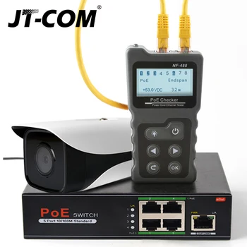 De Brand Nou Ethernet CAT5 CAT6 Cablu de Rețea LAN Switch PoE Tester Detector NF-488 LCD Display Tester de Cablu de Rețea Instrumente de Rețea