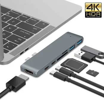 USB 3.1 Tip-C Hub Pentru Adaptor HDMI 4K Thunderbolt 3 C Hub USB cu Hub 3.0 TF SD Cititor Slot PD pentru MacBook Pro/Air