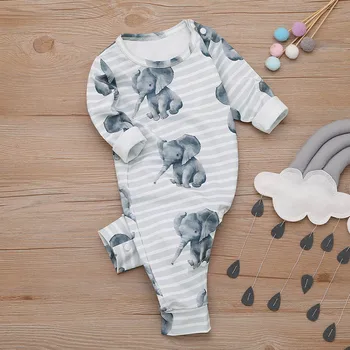 Copil 2 buc/Set Noi 2019 Toamnă/Iarnă Nou-născut Salopetă haine cu maneci lungi baby Îmbrăcăminte Băiat Fată Elefant Bumbac Salopeta