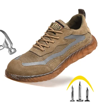 Siguranță Pantofi Pentru Bărbați Anti-zdrobitor Puncție-dovada de bocanc ochiurilor de Plasă Respirabil Usoare, Non-alunecare, rezistent la Uzura Pantofi de Protecție