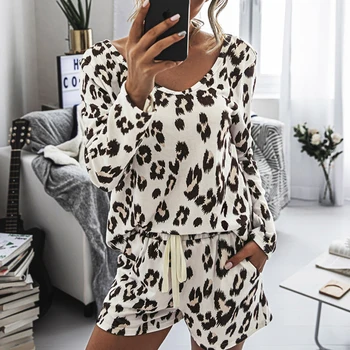 Moda Leopard de imprimare Salopeta body femei Tie-dye tipărite casa de moda casual, pantaloni scurți pentru Femei costum din două piese Casual Playsuits