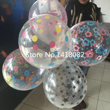 Transparente imprimare amestecat balon de culoare (100pieces/lot) 12 inch 2.5 g transparent rotund balon de latex happy birthday decor