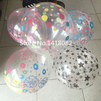 Transparente imprimare amestecat balon de culoare (100pieces/lot) 12 inch 2.5 g transparent rotund balon de latex happy birthday decor