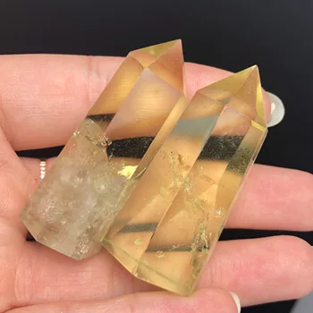Două Natural Galben Citrin Bagheta de Cristal de Cuarț Sceptre Prisma Puncte de Vindecare Pilon Rock pietre și Minerale Cadouri decor Acasă