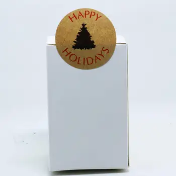 Autocolante de crăciun 500pcs/rola Inch Crăciun Categorie Sarbatori Fericite cu un Singur Copac Negru Autocolant Autocolante Cadou de Papetărie