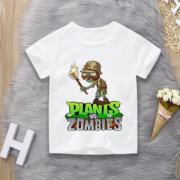 Plante vs zombi desene animate imprimat bumbac T-shirt de vară pentru copii haine baieti tricouri fete hip hop street wear