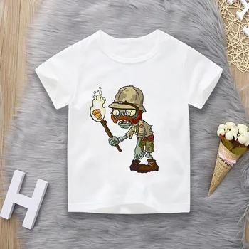 Plante vs zombi desene animate imprimat bumbac T-shirt de vară pentru copii haine baieti tricouri fete hip hop street wear
