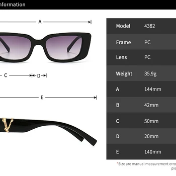 Moda cadru mic dreptunghi ochelari de soare pentru femei 2020 lux metal V scrisoare pătrat ochelari de soare doamnelor retro umbra oglindă UV400