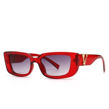 Moda cadru mic dreptunghi ochelari de soare pentru femei 2020 lux metal V scrisoare pătrat ochelari de soare doamnelor retro umbra oglindă UV400