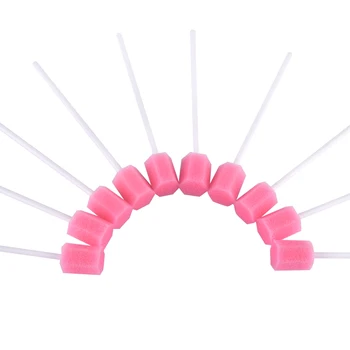 100buc Unică folosință Îngrijire Orală Burete Tampon de Curățare a Dinților Gura Tampoane Cu Stick Burete de Curățare a Capului de Tampon Curat 130608