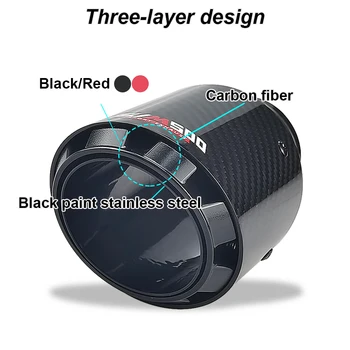 SUMSOO design nou stil rece fibra de carbon + balck inox +rosu placat cu masina modificata de eșapament țeavă de eșapament