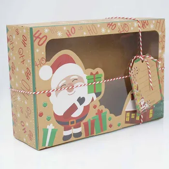 3Pcs Mix de Hârtie Cutii de Cadouri de Mari Dimensiuni pentru Bomboane de Crăciun Tort Cookie-uri de Ambalare Cutie de Cadouri cu om de Zăpadă Moș Crăciun Card Cadou