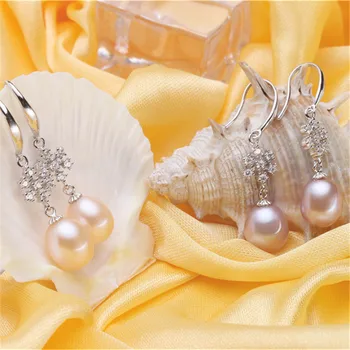 Dainashi Naturale de apă Dulce Pearl legăna Cercei 925Sterling Argint Fulg de nea design Zircon Picătură Cercei cadouri pentru femei Elegante