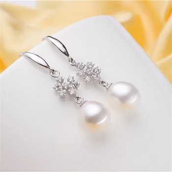 Dainashi Naturale de apă Dulce Pearl legăna Cercei 925Sterling Argint Fulg de nea design Zircon Picătură Cercei cadouri pentru femei Elegante