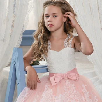 Fata Rochie De Printesa Pentru Nunta Concurs De Petrecere Copii Ceremonia De Onoare Dantelă Lung Rochie De Bal Prima Împărtășanie Rochii Formale