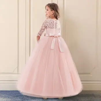 Fata Rochie De Printesa Pentru Nunta Concurs De Petrecere Copii Ceremonia De Onoare Dantelă Lung Rochie De Bal Prima Împărtășanie Rochii Formale