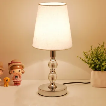 Lampa de masa Cristal Lampă de Noptieră Nordic Mini LED Lampă de Birou Pentru Dormitor, Living, Camera Copilului Bibliotecă Gălbui Tesatura E27 UE Plug