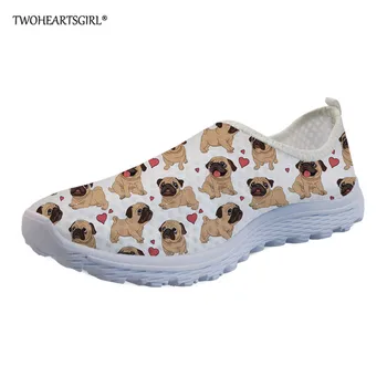 Twoheartsgirl Hippies Pug Câine Femei Adidași de Brand Plasă Pantofi de Vara pentru Femei Mocasini Slip on Casual Pantofi Balerini Pantofi Zapatillas