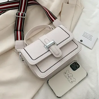 Moda geantă de umăr 2020 nou doamnelor din piele pătrat mic sac de designer de lux simplu sac de mesager geanta alb 6 culori