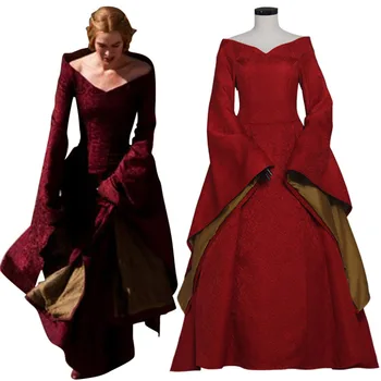 Cersei Lannister Rochie Costum Roșu Medieval, Renascentist Rochie De Bal Rochie De Cosplay Costum