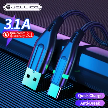 Jellico USB de Tip C Cablu pentru Samsung S9 S10 3A Rapid de Încărcare USB de Tip C, Incarcator Cablu de Date pentru Redmi nota 8 pro USB-C Cabo de Sârmă