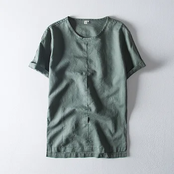 Vara Maneca Scurta Barbati Casual Slim Fit Bumbac Lenjerie de pat de Înaltă Calitate T-shirt Japonia Culoare Solidă Minimalist Pulover Simplu Tee Top