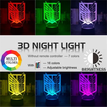 Iluzia 3d Led Lumina de Noapte Wings of Liberty 7 Culori Schimbare Veioza pentru Camera pentru Copii Decor de Masă Lampă de Atac pe Titan Cadou
