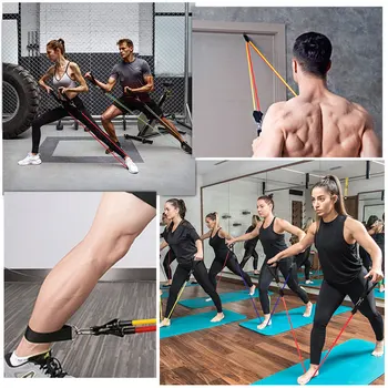 11Pcs/Set Latex Benzile de Rezistență Crossfit Antrenament Yoga Tuburi Trage Coarda de Cauciuc Benzi Elastice Echipamente de Fitness