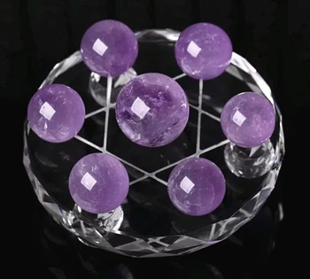 Noi sosiri Naturalviolet ball grid șapte roz cuarț crystal ball sfera de vindecare de cristal
