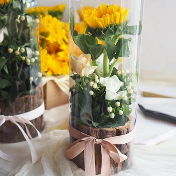 Lemn Vaza De Flori Scoarta De Copac Îmbrățișare Găleată De Flori De Ambalare Cutie Cadou Cutie Ghiveci Petrecere De Nunta Decor Plante Container