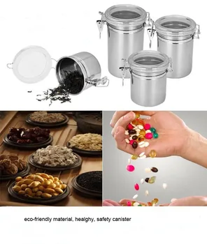 XMT-ACASĂ din oțel inoxidabil borcan sigilat container de zahar boluri de ceai și cafea, cutie de depozitare condimente rolă 1 buc