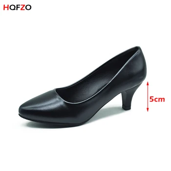 HQFZO 3/5/7cm Sandalet Femei Sandale cu Toc Pompe Subliniat Toe din Piele PU Biroul Femeie Pantofi Solide Superficial Pantofi de Partid