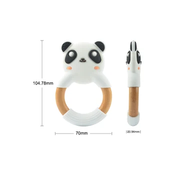 LOFCA Silicon de Lemn Inel Fox Panda Forma de Animale BPA Free de Calitate Alimentară Teether Pandantiv Colier DIY Copilul Mesteca Jucărie pentru Sugari Cadou