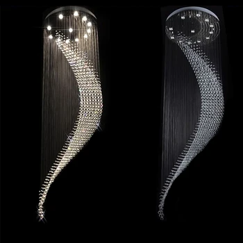 Scara Moderna Candelabru De Cristal De Lux Design Spirală Sala Corp De Iluminat Living Sala De Mese Fir De Suspensie De Cristal Lampă