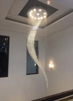 Scara Moderna Candelabru De Cristal De Lux Design Spirală Sala Corp De Iluminat Living Sala De Mese Fir De Suspensie De Cristal Lampă