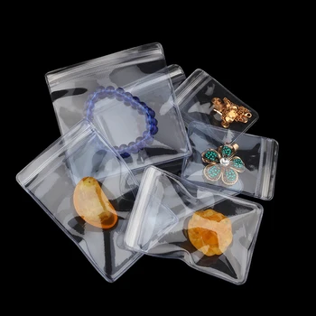 100buc Bijuterii din Plastic Pungă de Plastic Gros din PVC Anti-oxidare Inele, Margele Perla de Ambalare Sac sac de Depozitare